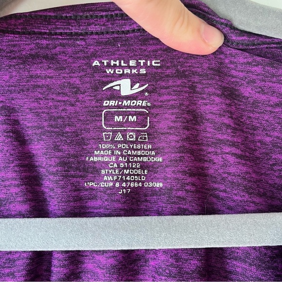 Athletic Works Purple Dri-More V-Neck Active Tee Women’s Medium Moisture-Wicking - Picture 3 of 8